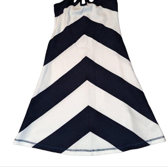 NWT Anthropologie Saturday Sunday Chevron  Nautical Halter Cut Out Mini Dress - Picture 6 of 11